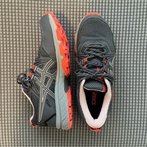 Asics Gel-venture 8 Black, Gray and Neon Orange women’s Sneakers size 7.5